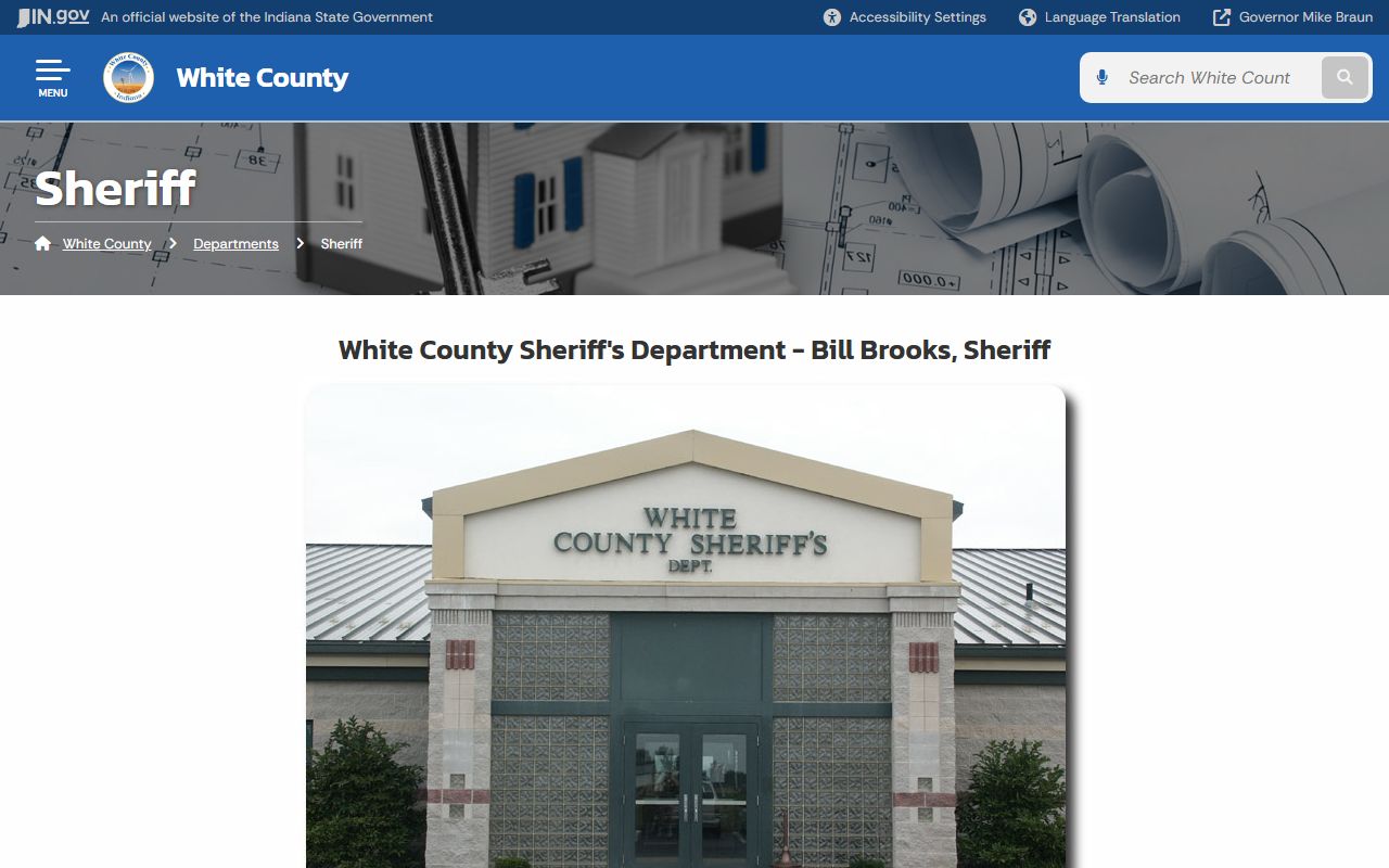 White County Jail state-hosted sheriff page with jail custody information